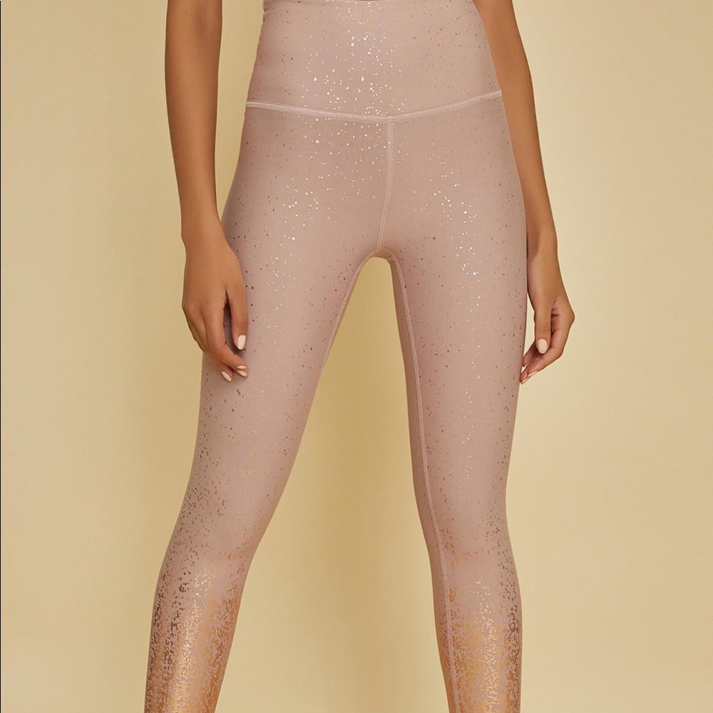 CUTE PINK LEGGINGS WITH GOLD GLITTER OMBRÉ
